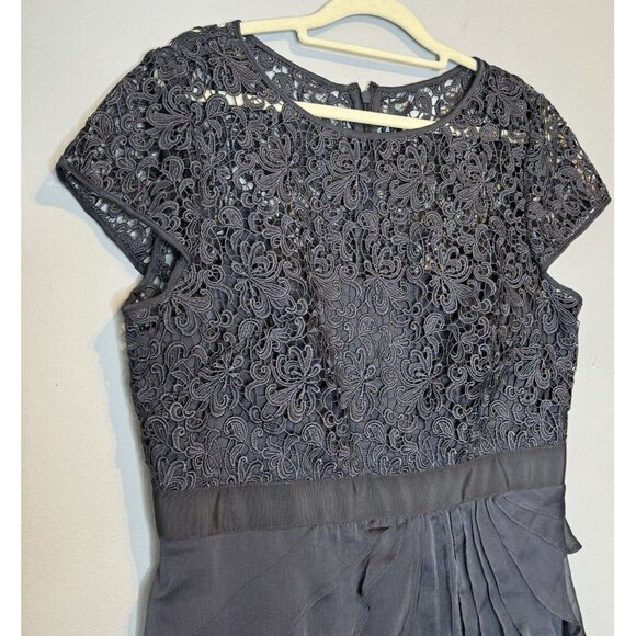 Adrianna Papell Dress 14 Blue Long Maxi Gown Formal Mother Bride Groom wedding - Picture 5 of 9